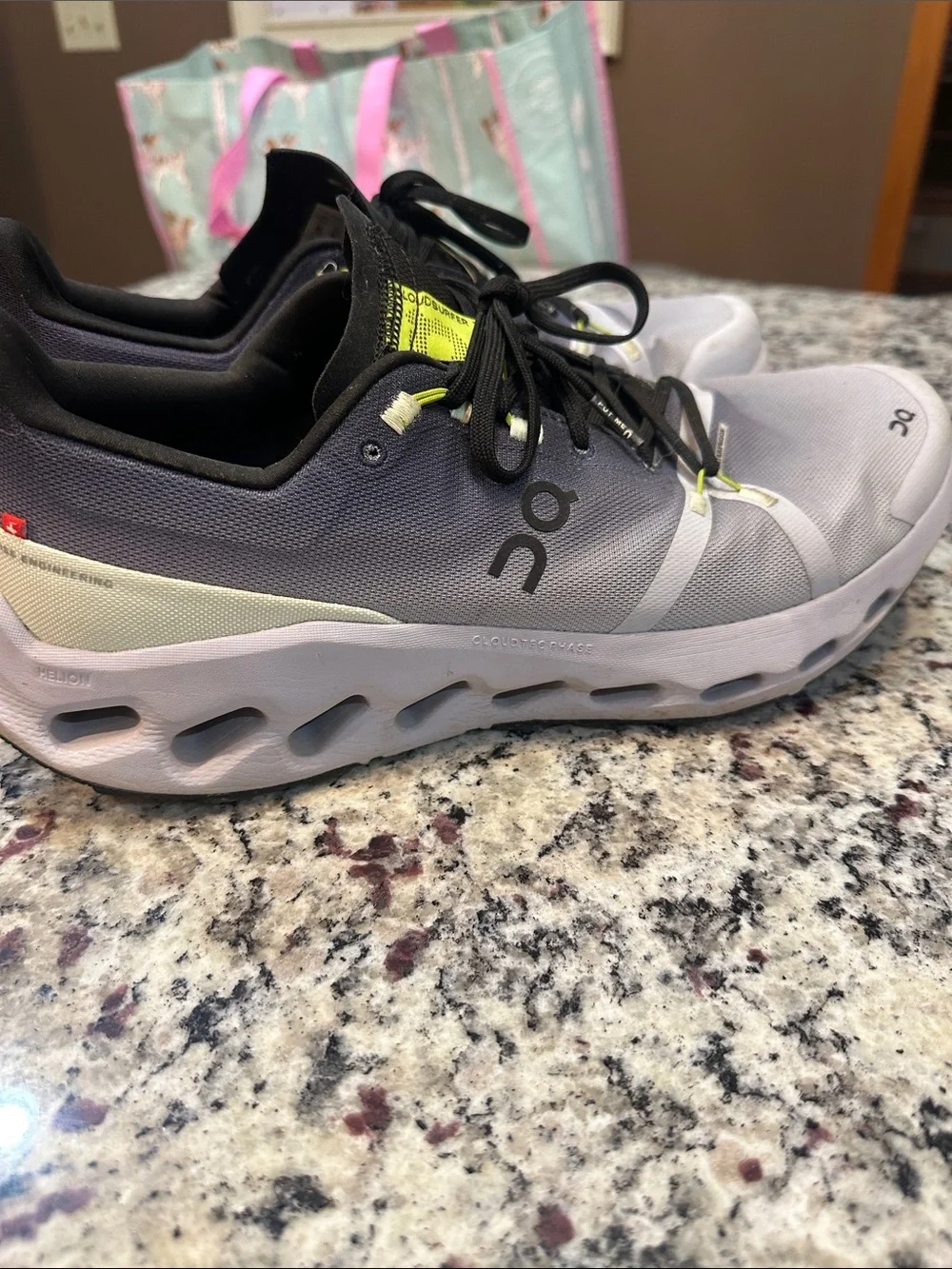 On Running Men's Athletic Shoes in Gray and Black with Neon Accents Mens S13